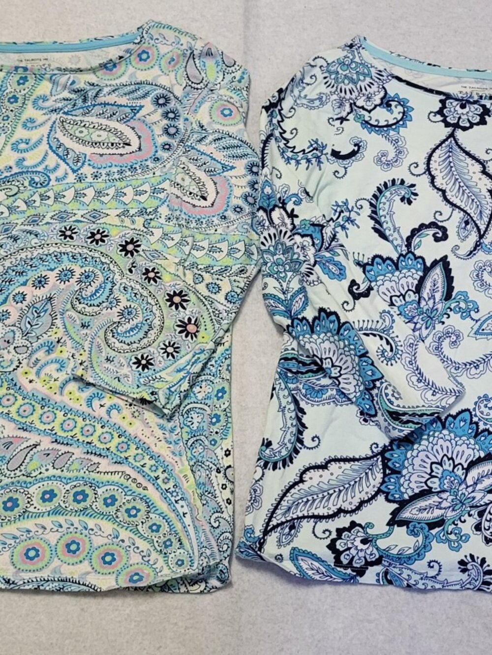 (2) Talbots Women's Multicolor Paisley Blouse 3/4 Sleeve size M
